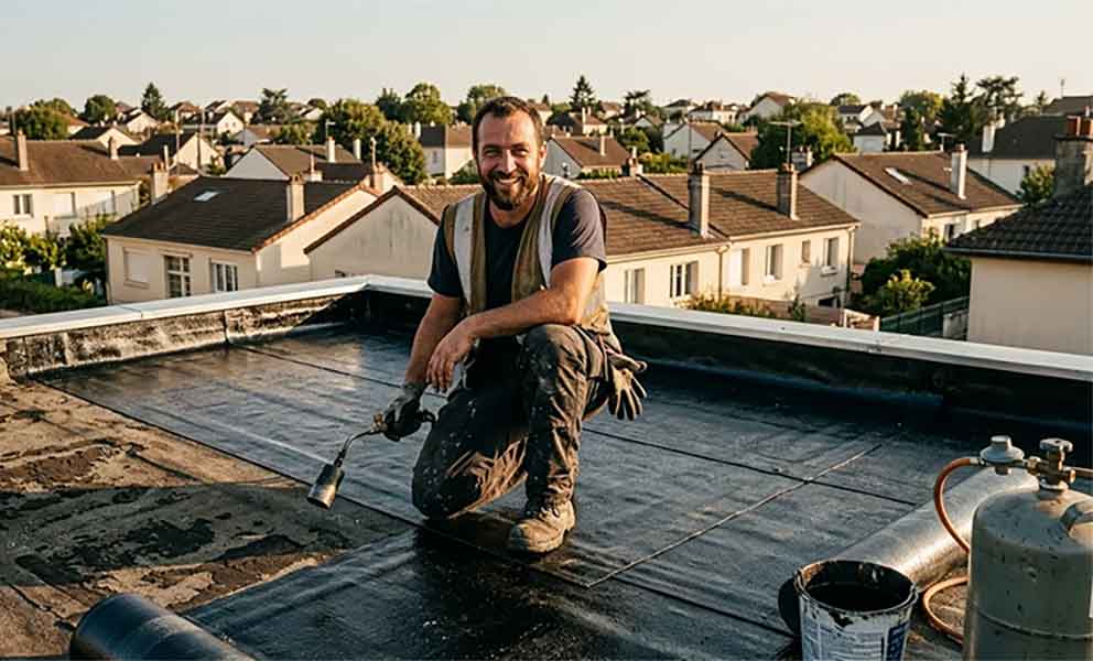 Réparation d'une infiltration de toit-terrasse